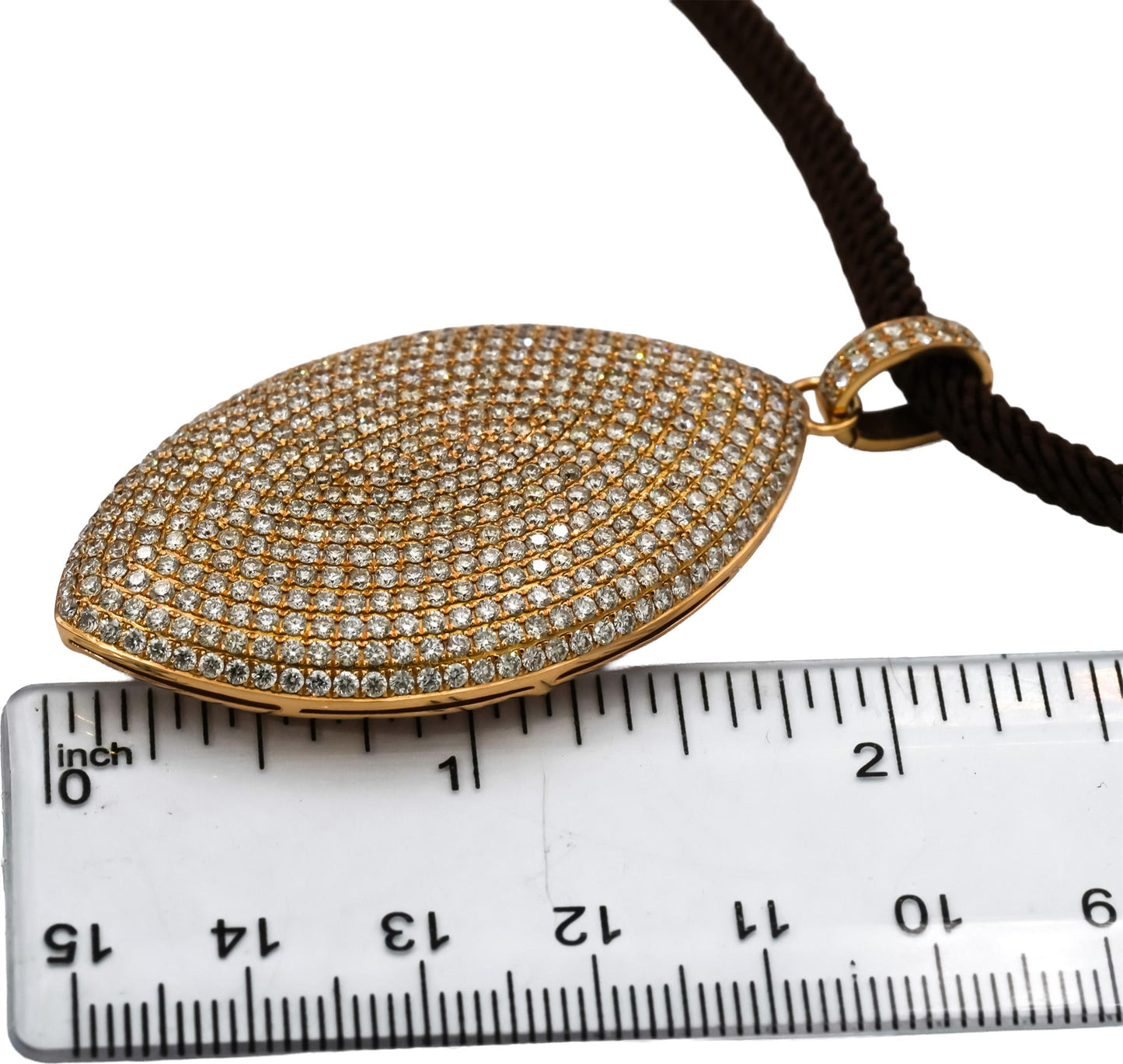 18k Rose Gold Round Diamond Pave Set Cluster Pendant Necklace 7.0CT