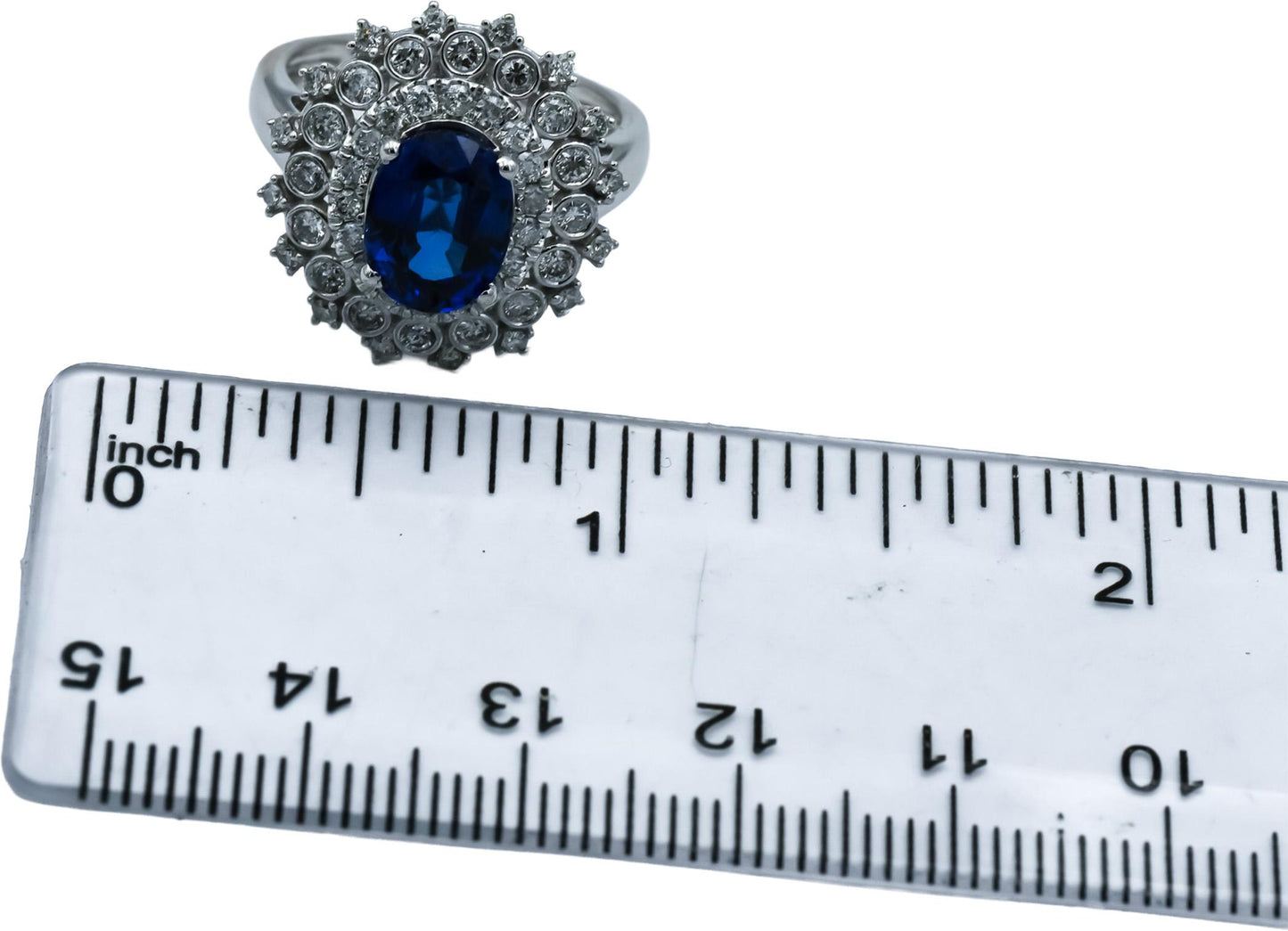 14k White Gold Diamond and Tanzanite Cocktail Ring 3.0CT Size 6