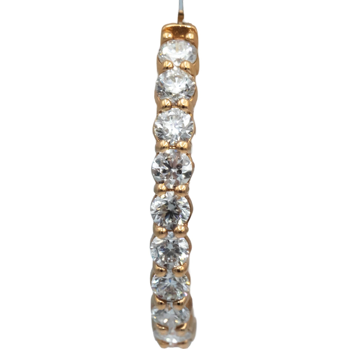 18k Rose Gold VS Round Diamond Inside Out Oval Hoop Earrings 8.13CT