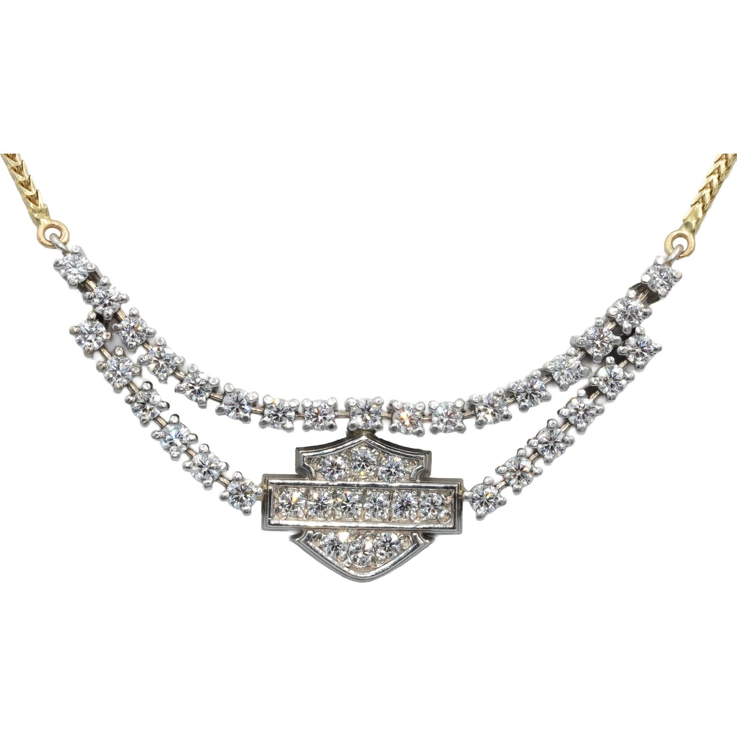 HARLEY DAVIDSON 14k White Yellow Gold Diamond Pendant Necklace 2.0CT FG VS RARE