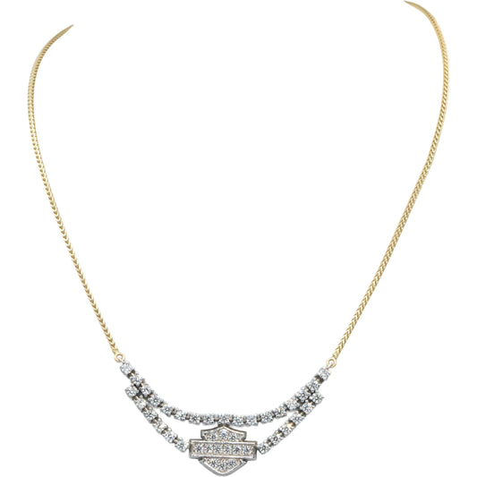 HARLEY DAVIDSON 14k White Yellow Gold Diamond Pendant Necklace 2.0CT FG VS RARE