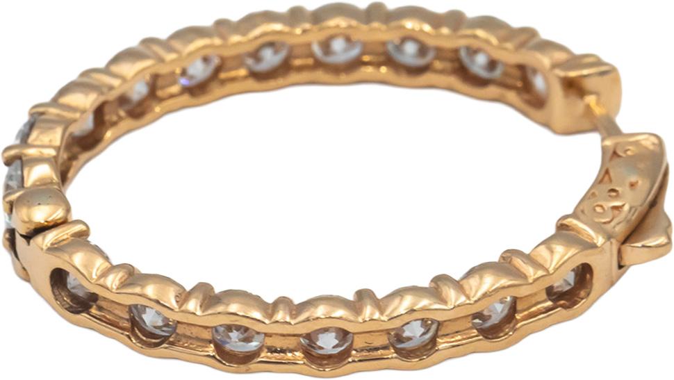 18k Rose Gold VS Round Diamond Inside Out Oval Hoop Earrings 8.13CT