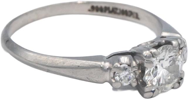 Vintage Platinum 0.64CT VS Diamond 3-Stone Ring w/ 0.56CT Center EGL CERT $5250