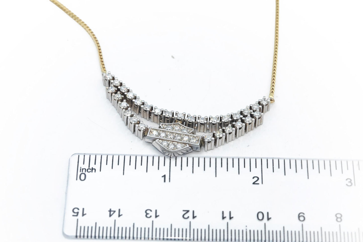 HARLEY DAVIDSON 14k White Yellow Gold Diamond Pendant Necklace 2.0CT FG VS RARE