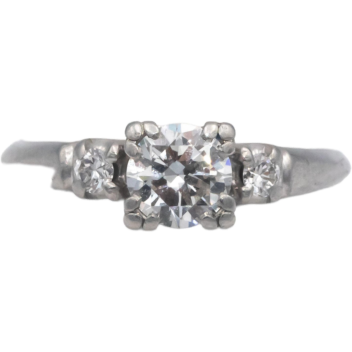 Vintage Platinum 0.64CT VS Diamond 3-Stone Ring w/ 0.56CT Center EGL CERT $5250