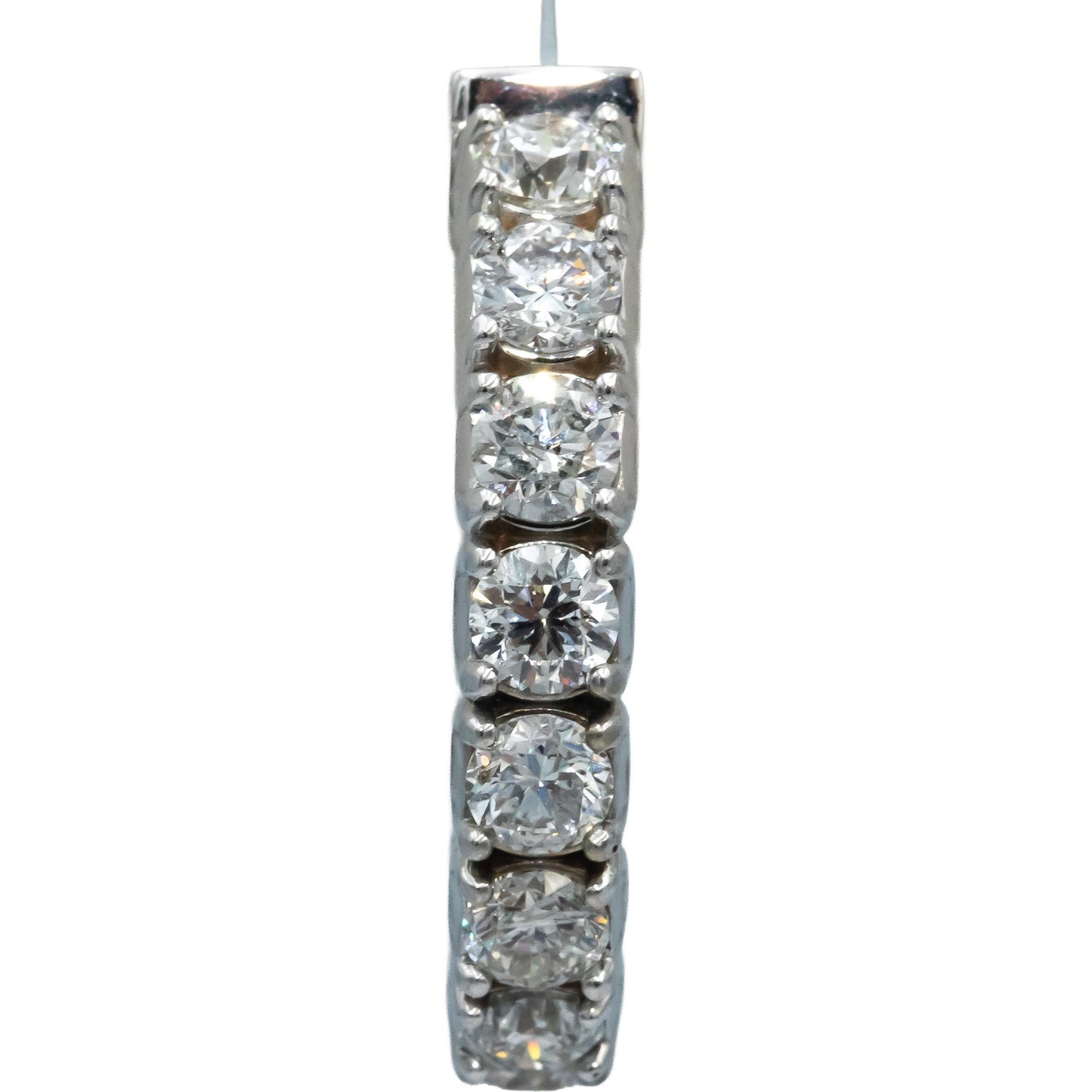 14k White Gold Round Diamond Inside Out Oval Hoop Earrings 7.42CT