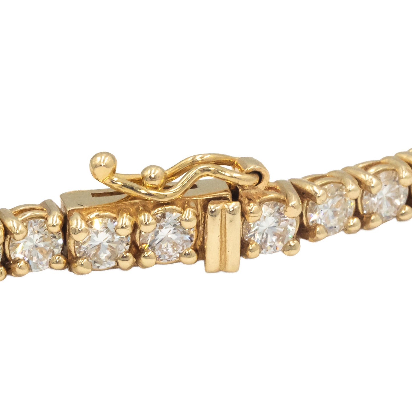 14K Yellow Gold VS Diamond 4 Prong Tennis Bracelet Sleek Design 4.81CT