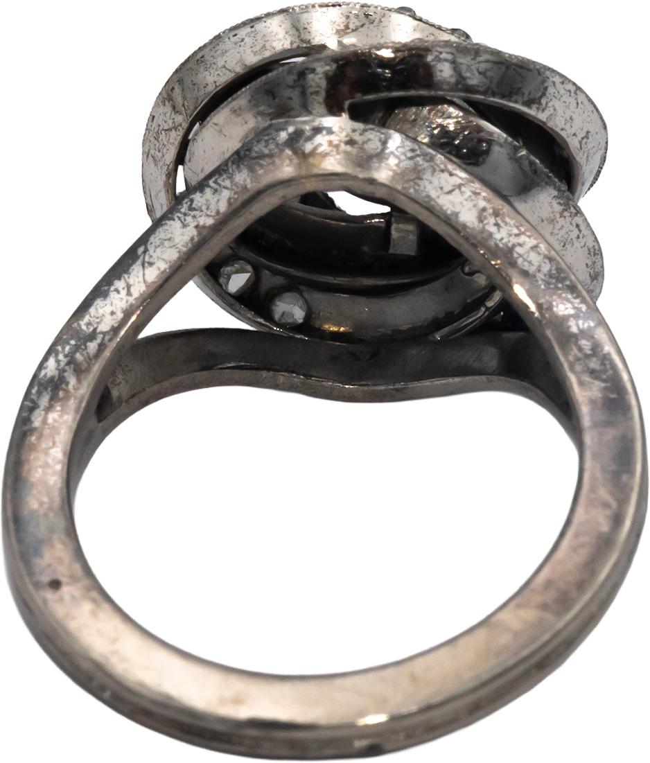 14k White Gold 0.45CT Diamond Swirl Cocktail Ring Size 6