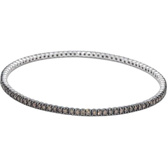 18k White Gold 3.0CT Round Cut Brown Diamond Stackable Bangle Bracelet
