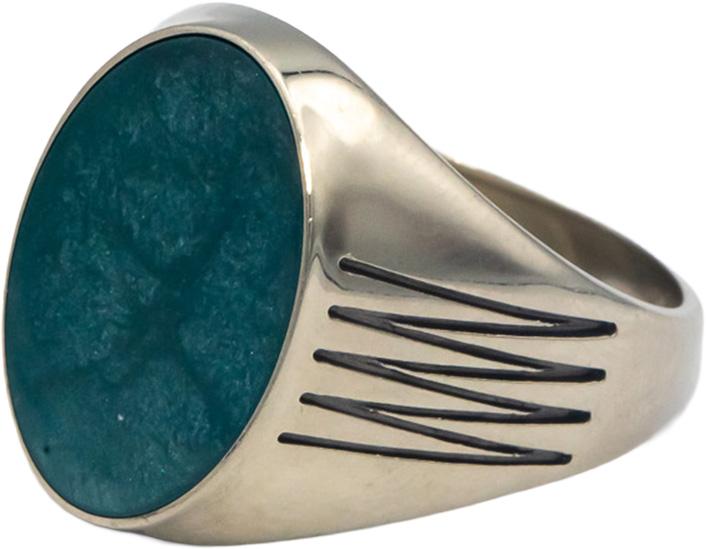 10k White Gold 17.7 x 12.5mm Malachite Men's Signet Ring Size 11