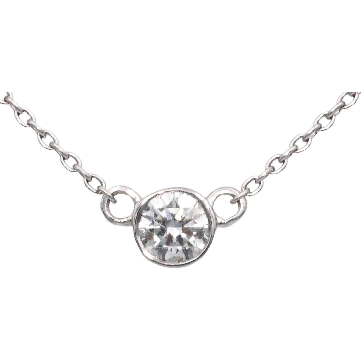 14k White Gold 0.35CT VS Round Cut Diamond Solitaire Pendant Necklace
