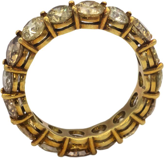 18k Yellow Gold 5.15CT Mixed Colors Diamond Eternity Band Ring Size 6.5