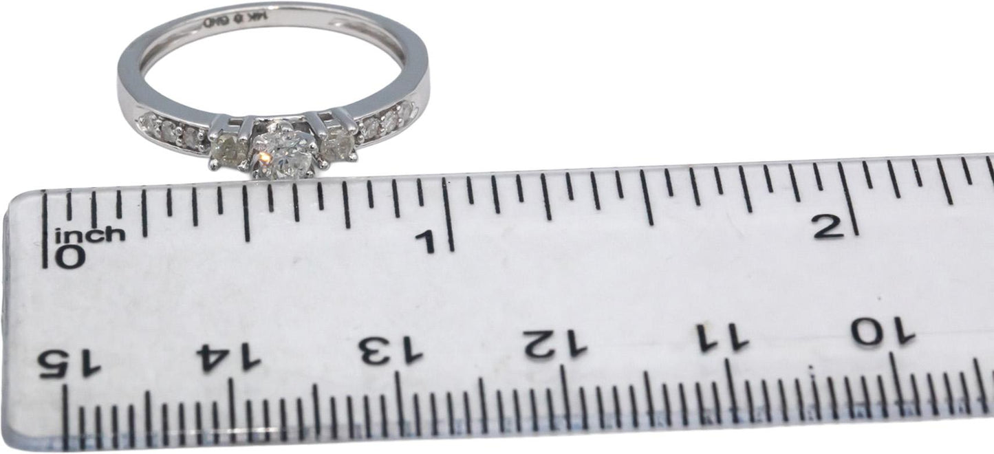 14k White Gold Round Diamond Engagement Band Ring 0.25CT Size 7.25