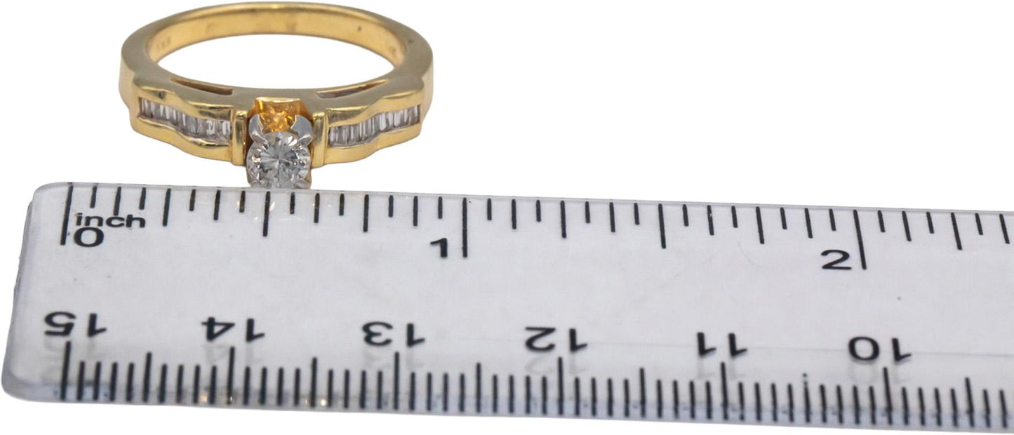 14k Yellow Gold Diamond Engagement Ring 0.75CT w/ 0.25CT Center Size 7