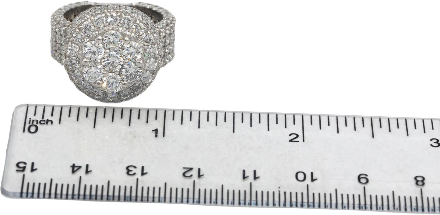 14k White Gold 8.0CT Round Lab Grown Diamond Pave Cluster Ring 8.0CT Size 8.5