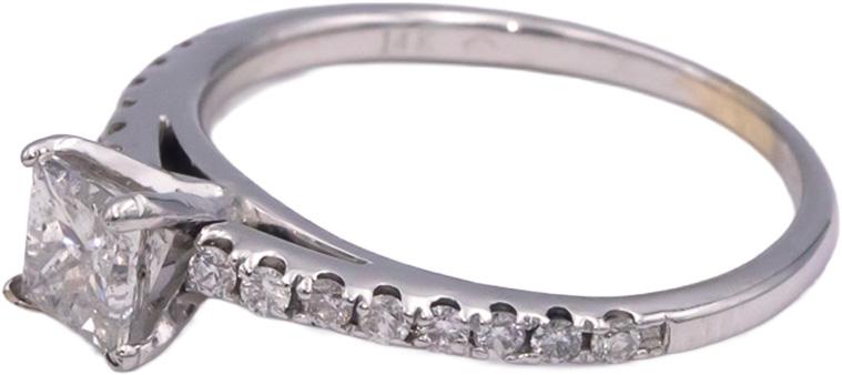 14k White Gold 1.0CT Diamond Engagement Ring w/ 0.82CT Princess Center Size 8.25