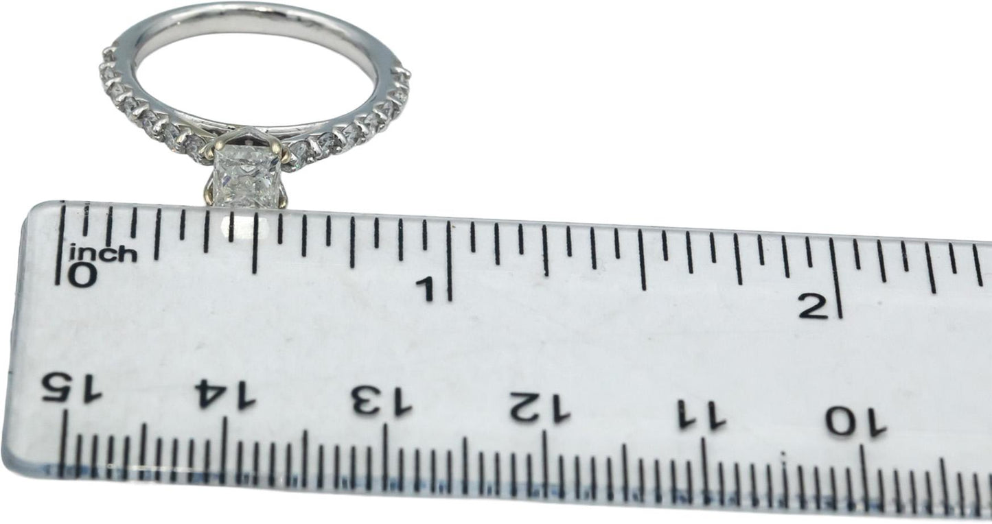 14k White Gold Diamond Engagement Ring 1.17CT w/ .72CT Princess Center Size 5.75