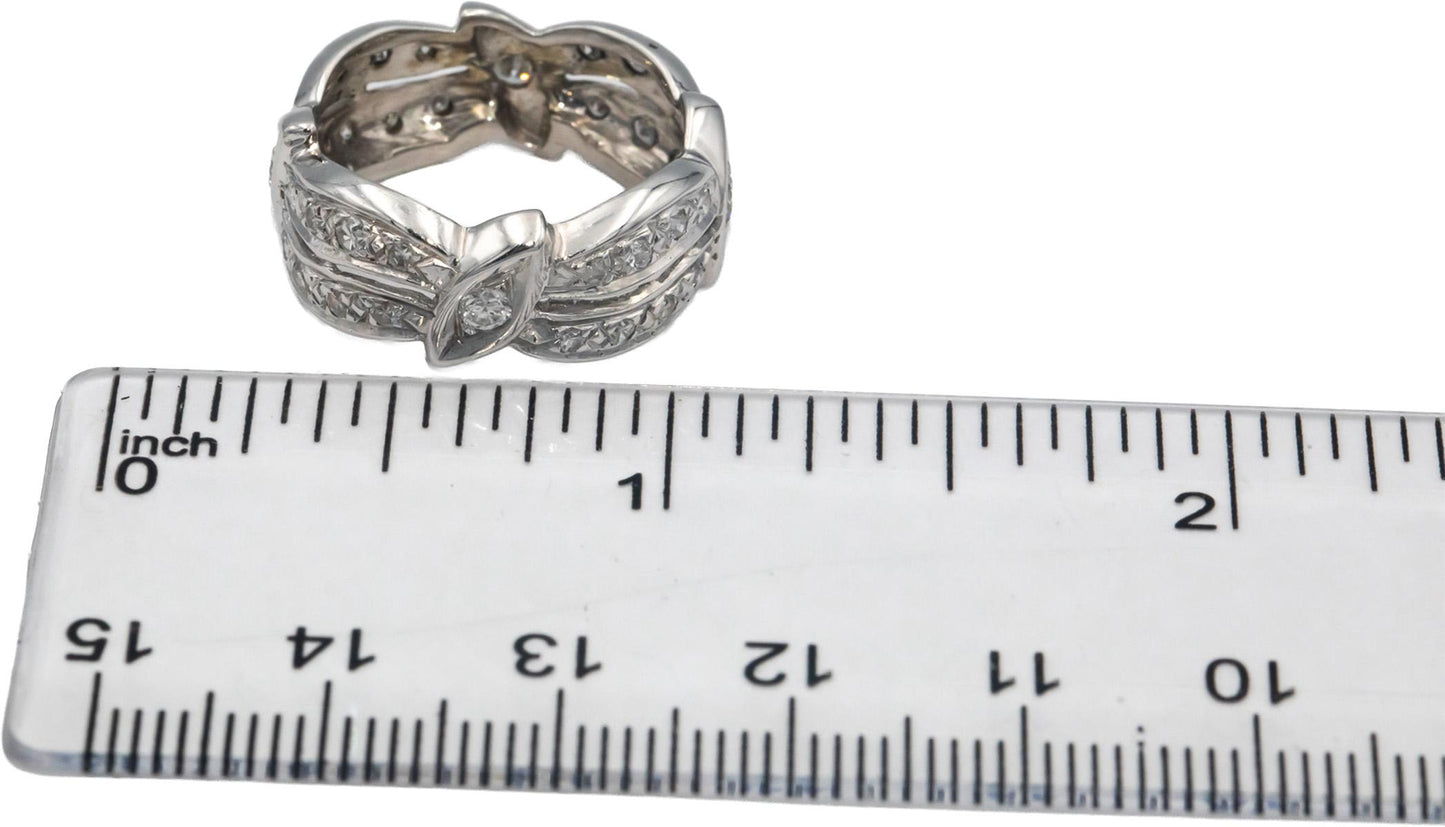 Vintage Antique 14k White Gold 0.75CT Round Cut Diamond Eternity Ring Size 6.5
