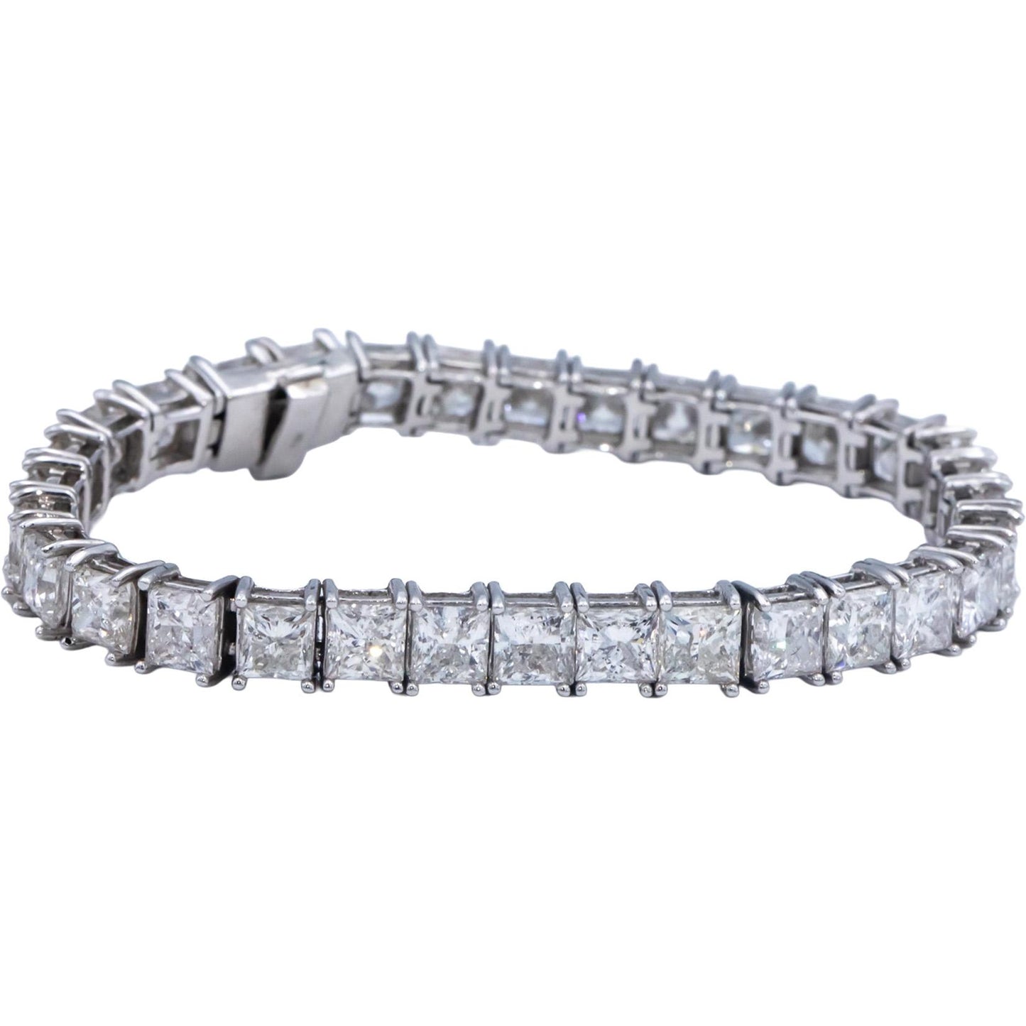 Diamond 18k White Gold Jewelry Princess Cut Tennis Bracelet 25.93CT
