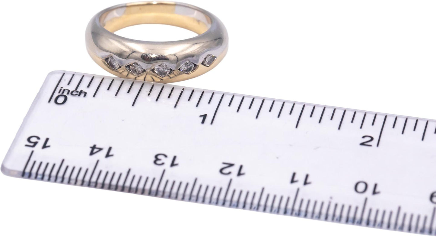14k White and Yellow Gold VS Round Diamond Band Ring 0.25CT Size 7.5