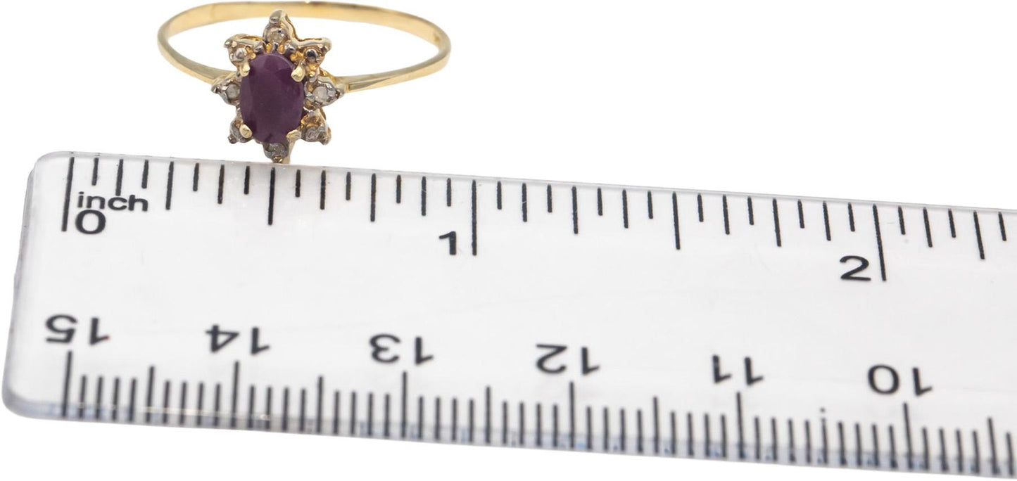 10k Yellow Gold Jewelry Diamond and Ruby Halo Ring 0.53CT Size 7.75