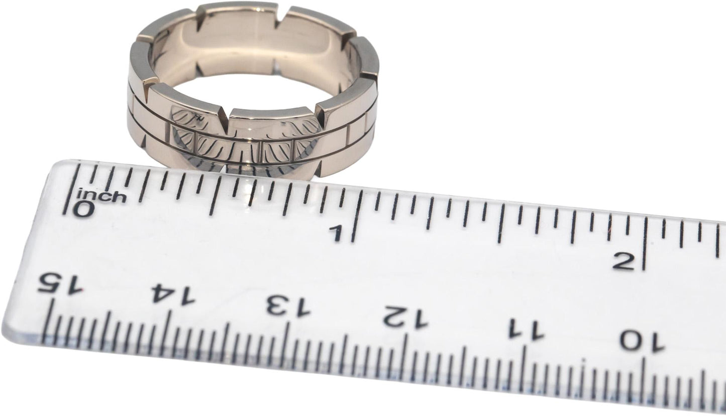 CARTIER 18k White Gold Tank Francaise Ring 7mm Wide Size 9 Euro Size 60