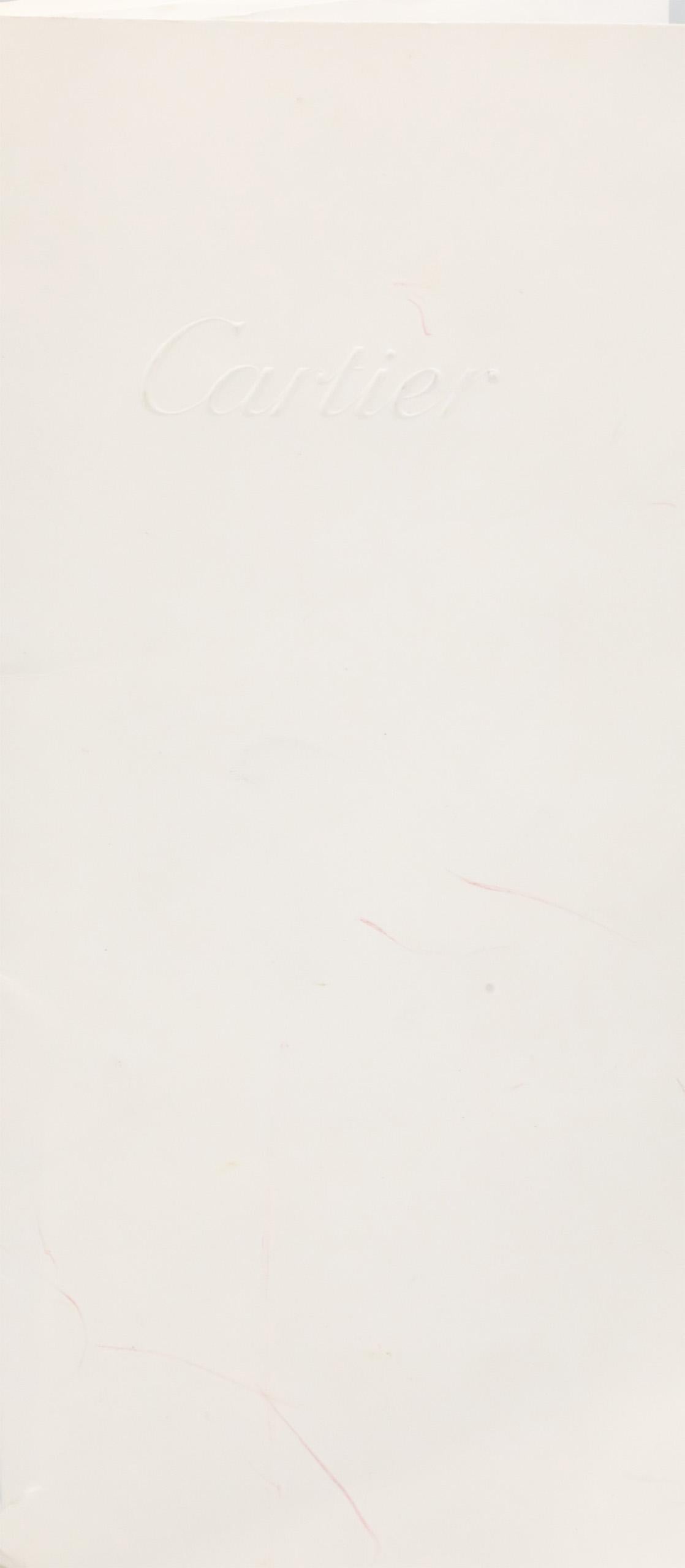 CARTIER 18k White Gold Santos-Dumont Falcon Eye Ring w/ Receipt Size 7.5 Euro 56