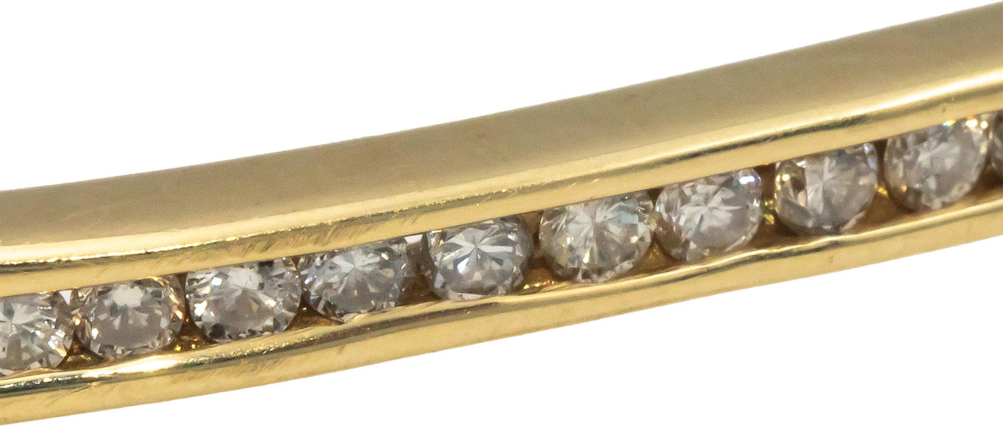 14k Yellow Gold 0.75CT Round Cut Channel Set Diamond Bangle Bracelet