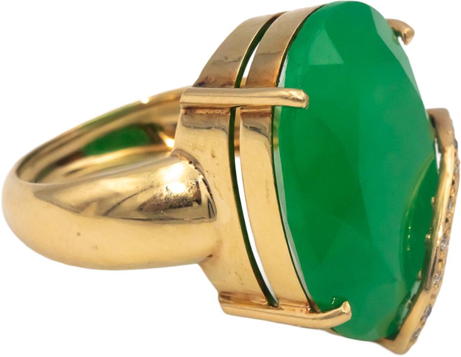 Diamond & Emerald 18k Yellow Gold Jewelry Jumbo Cocktail Ring 16.55CT Size 5.5