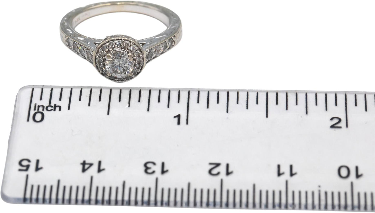 Diamond 14k White Gold Engagement Ring 0.68CT w/ 0.35CT Center Size 5.75