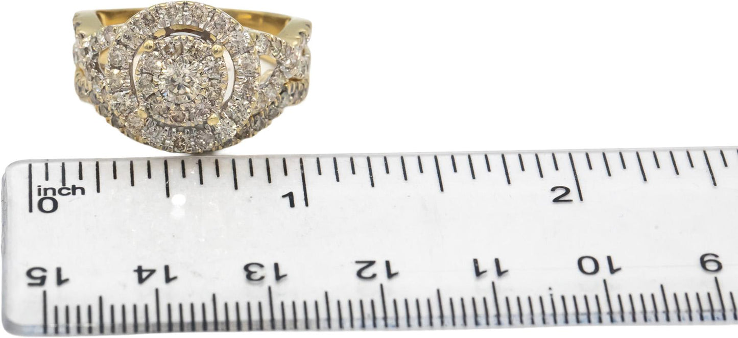 Round Diamond 10k Yellow Gold Cluster Cocktail Ring 1.50CT Size 8.75