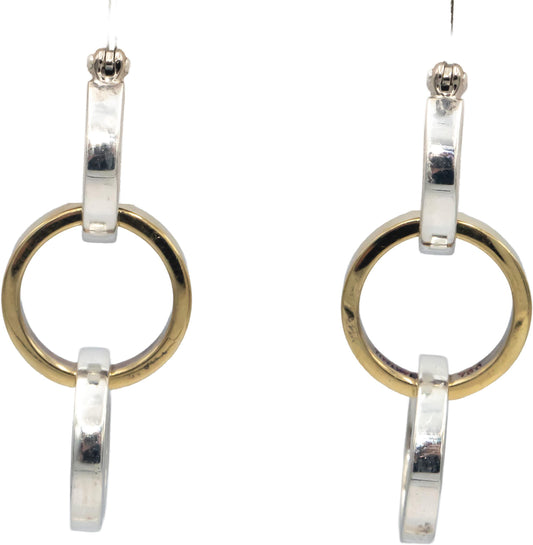 TIFFANY & CO. 18k Gold Sterling Silver Paloma Picasso Circle Hoop Drop Earrings