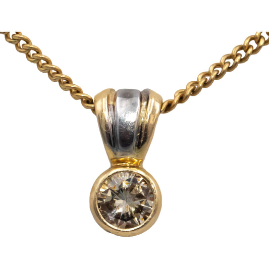 14k Yellow Gold 0.45CT Light Brown Round Cut Diamond Solitaire Pendant Necklace