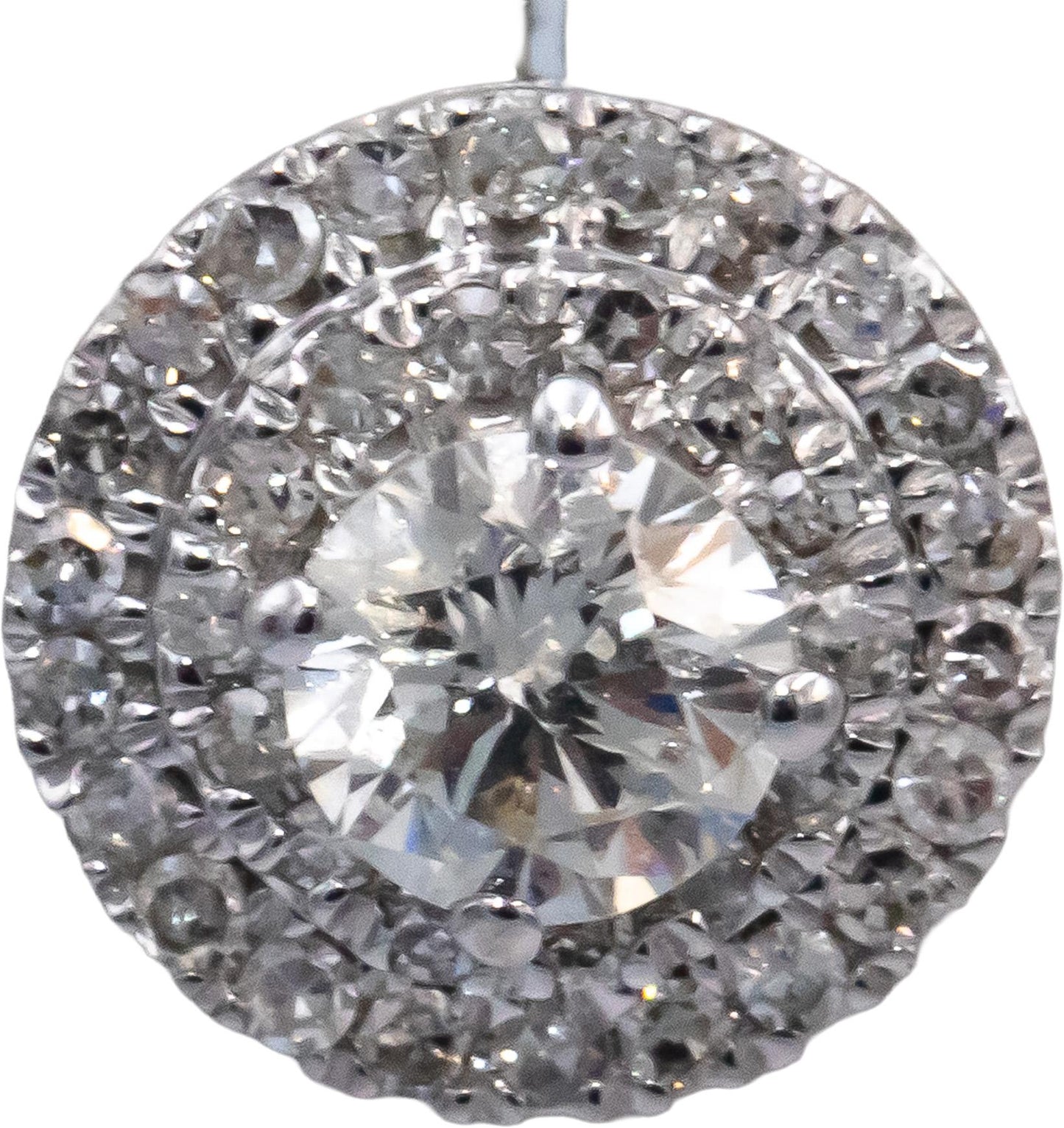 Round Diamond 14k White Gold Halo Stud Earrings 1.0CT w/ 0.75CT Centers