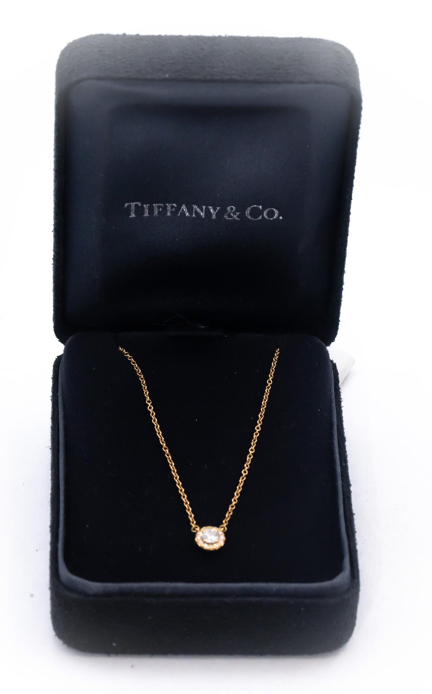 TIFFANY & CO. 18k Gold Soleste Diamond Pendant Necklace .24CT $3250 Retail