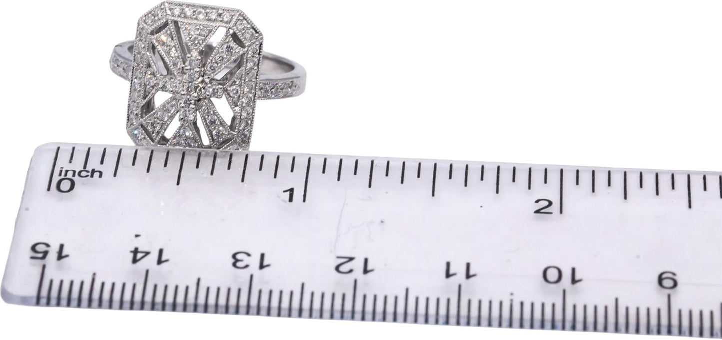 18k White Gold Round Diamond Cluster Cocktail Ring 0.55CT Size 6.75