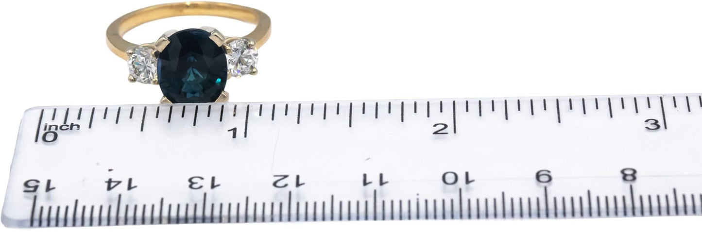 CGL Certified 18k Yellow Gold Oval Sapphire & Round Diamond Ring 5.97CT Size 8