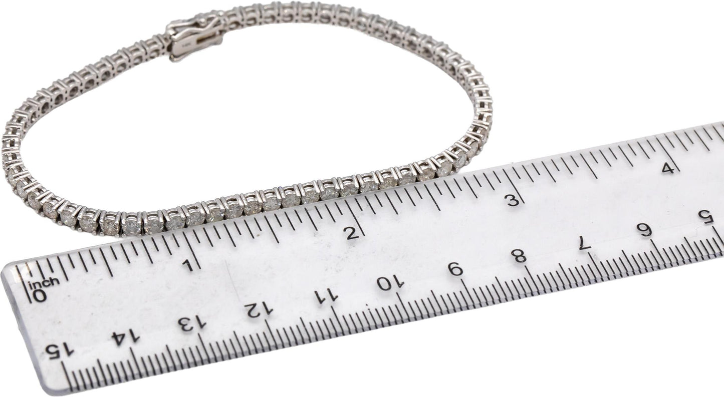 14k White Gold Round Diamond Tennis Bracelet 5.49CT