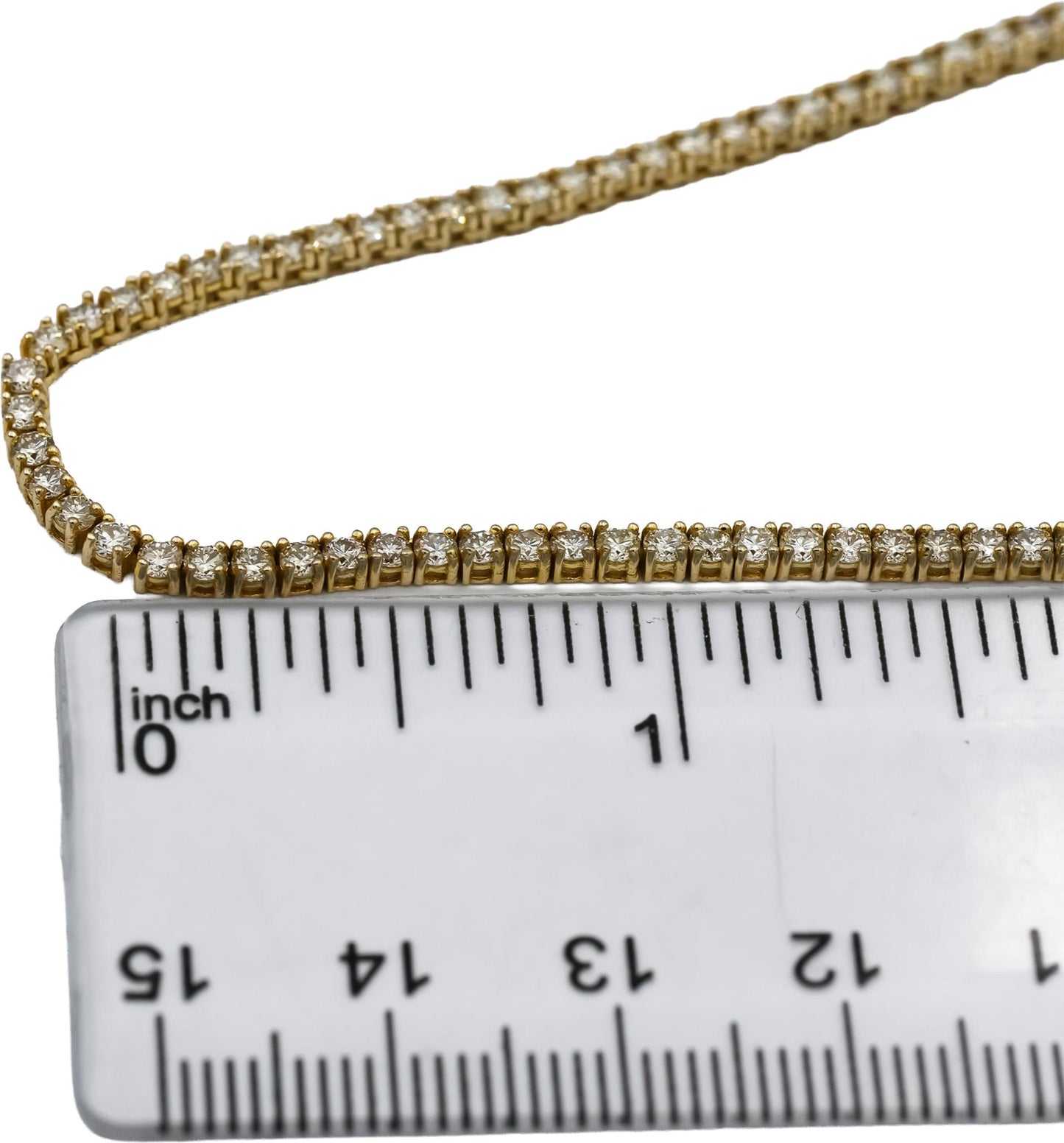 10k Yellow Gold VS Round Diamond Tennis Necklace 11.01CT