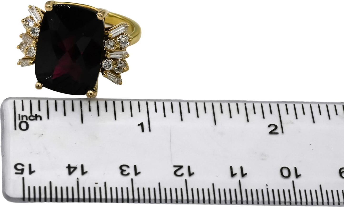 18k Yellow Gold VS Diamond and Garnet Cocktail Ring 16.50CT Size 6.75
