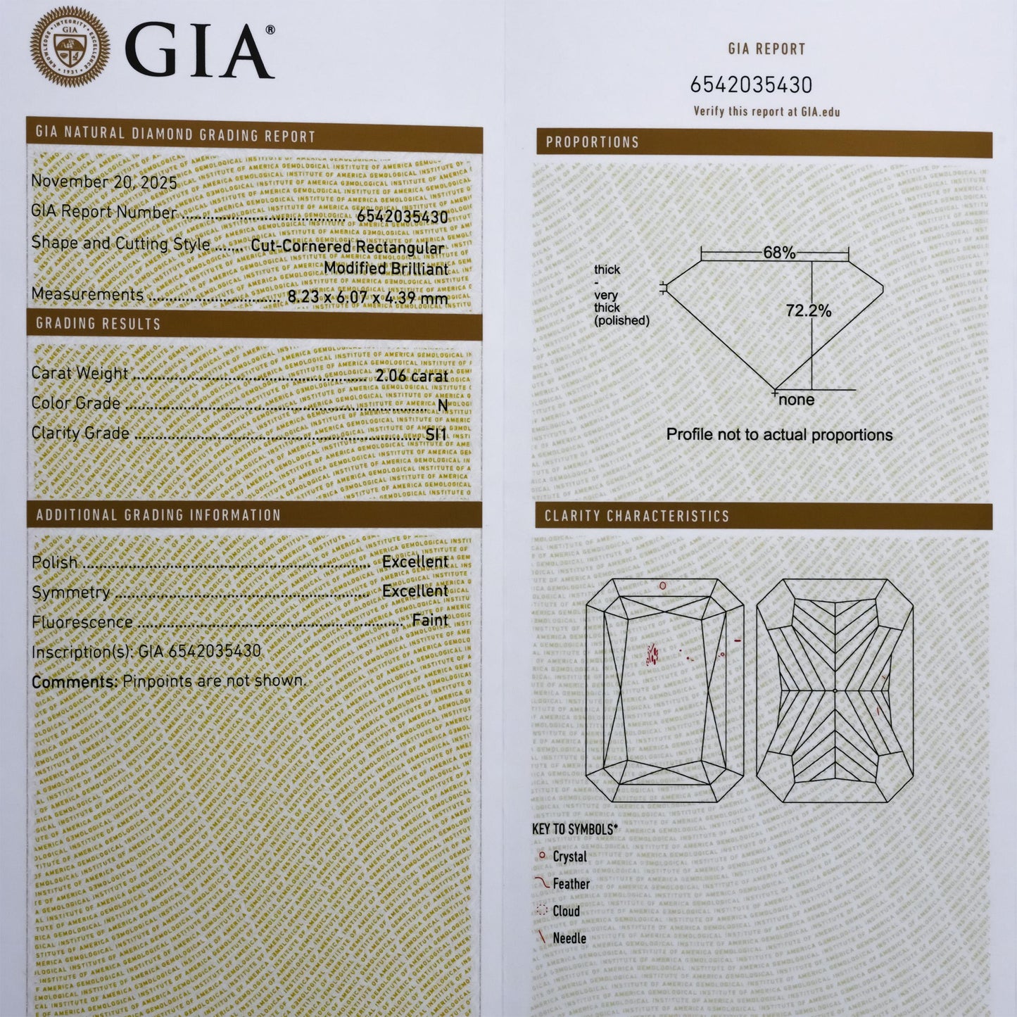 GIA Certified SI1/N Radiant Cut Natural Diamond Loose Stone 2.06CT