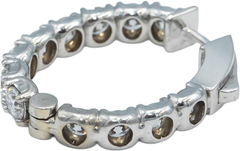 14k White Gold Round Diamond Inside Out Oval Hoop Earrings 7.42CT