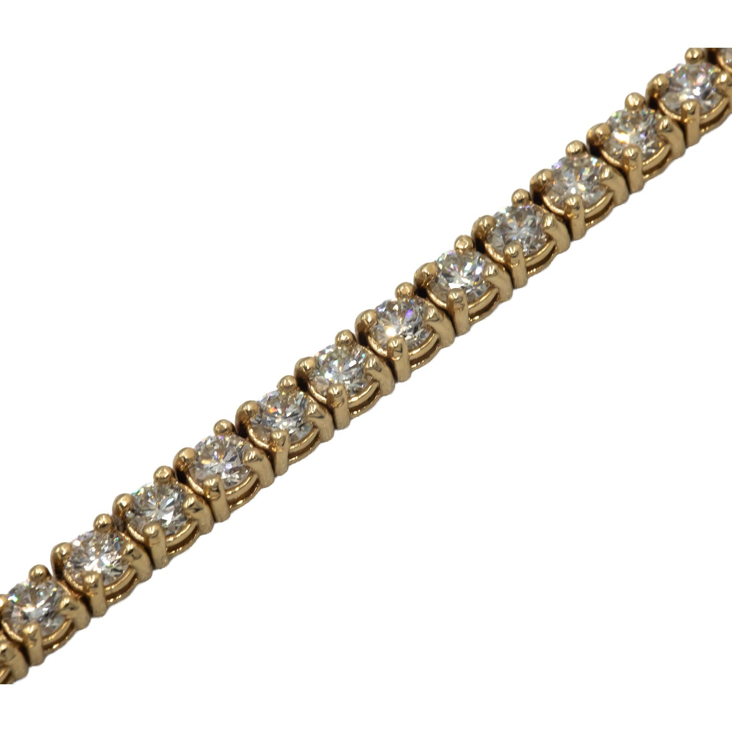 14K Yellow Gold VS Diamond 4 Prong Tennis Bracelet Sleek Design 4.81CT