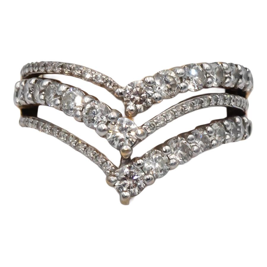 10k Yellow Gold Round Diamond Chevron Style Ring 1.50CT Size 7
