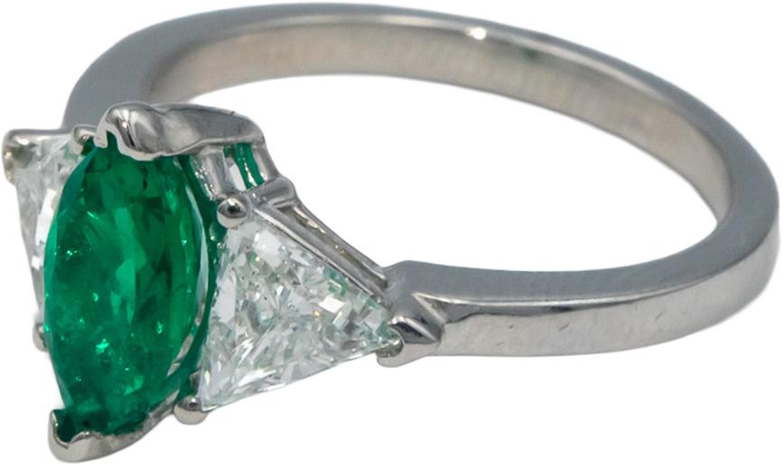 CGL Certified Platinum Diamond and Emerald Cocktail Ring 1.90CT Size 6.25