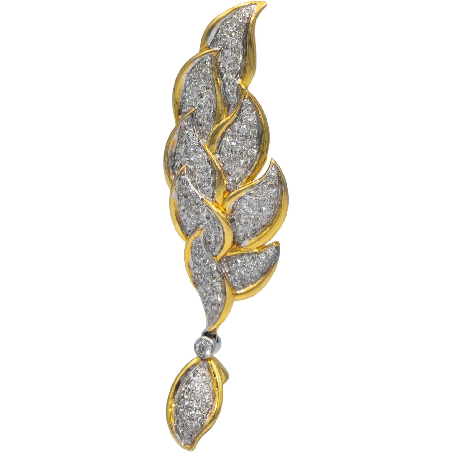 14k Yellow & White Gold Diamond and 13mm Pearl Drop Dangle Floral Earrings 1.0CT