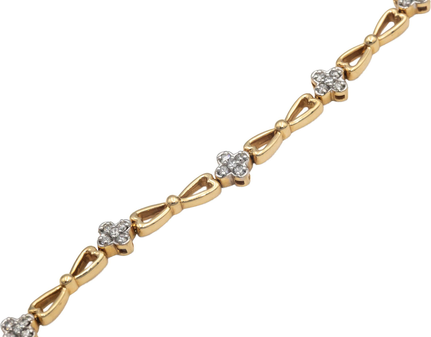 14k Yellow Gold 0.75CT Diamond Floral Fancy Link Bracelet