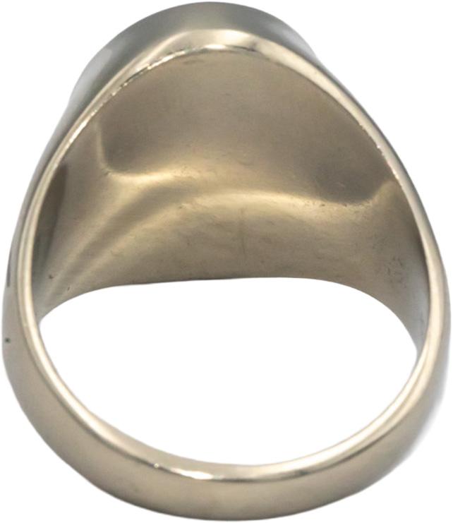 10k White Gold 17.7 x 12.5mm Malachite Men's Signet Ring Size 11