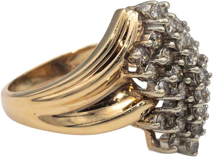 14k Yellow Gold 0.75CT Round Cut Diamond Cluster Cocktail Ring Size 8