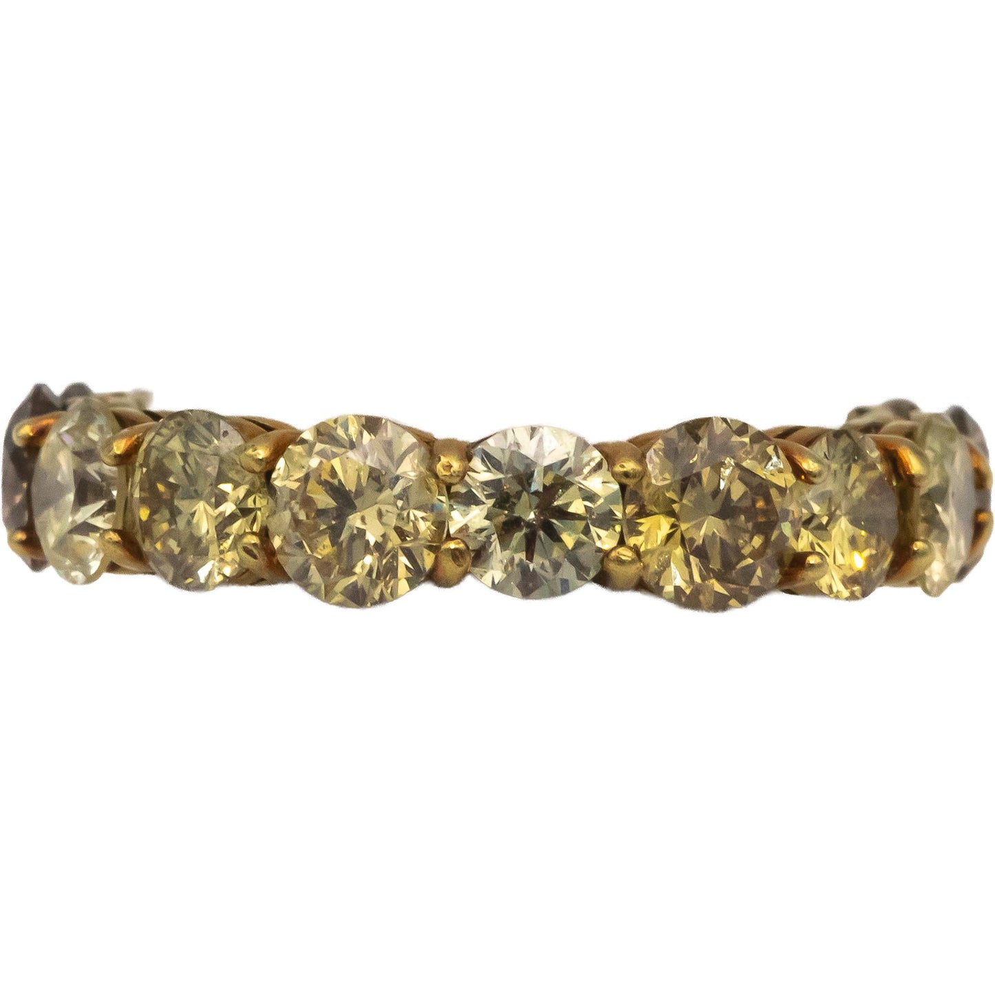 18k Yellow Gold 5.15CT Mixed Colors Diamond Eternity Band Ring Size 6.5